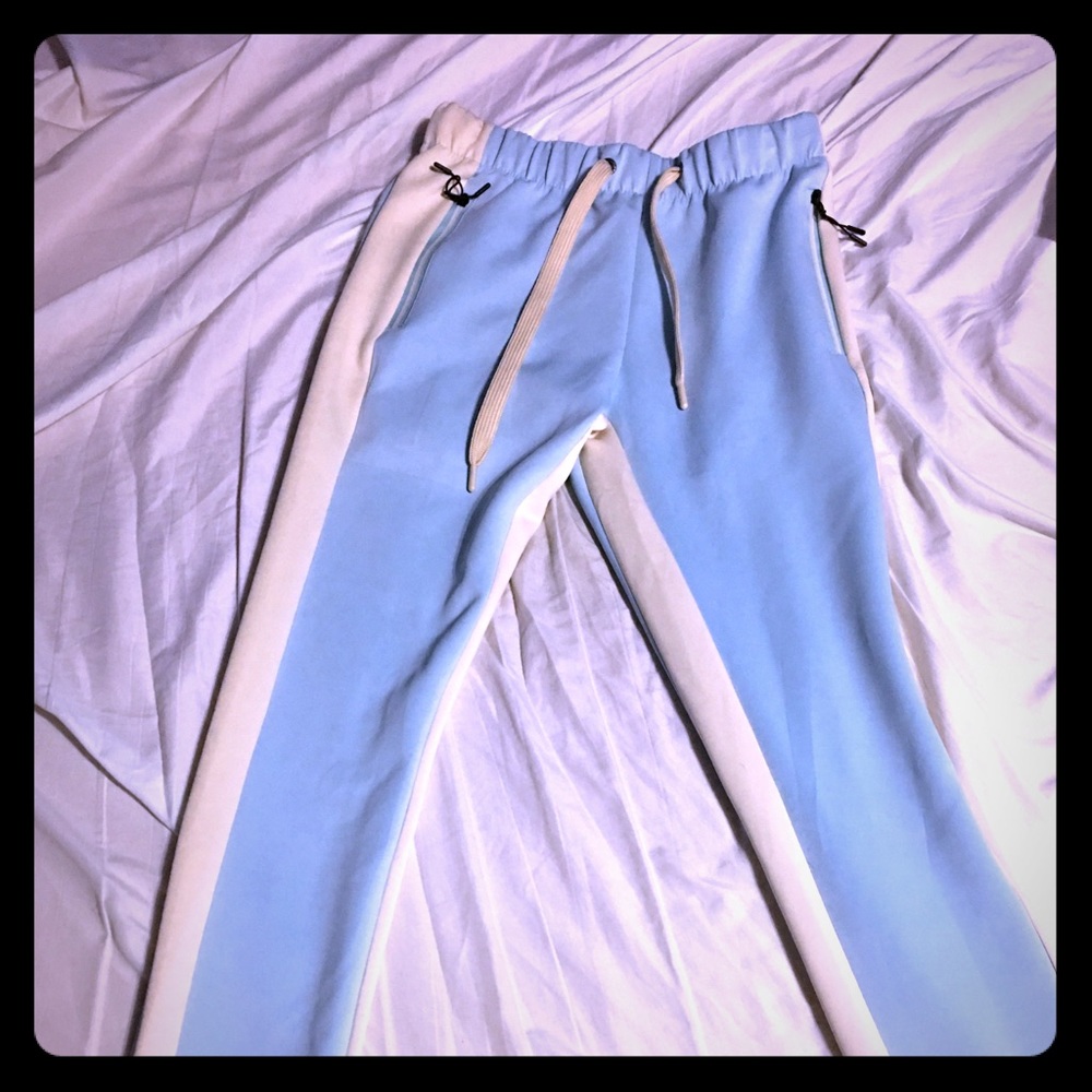 Baby blue polyester pants